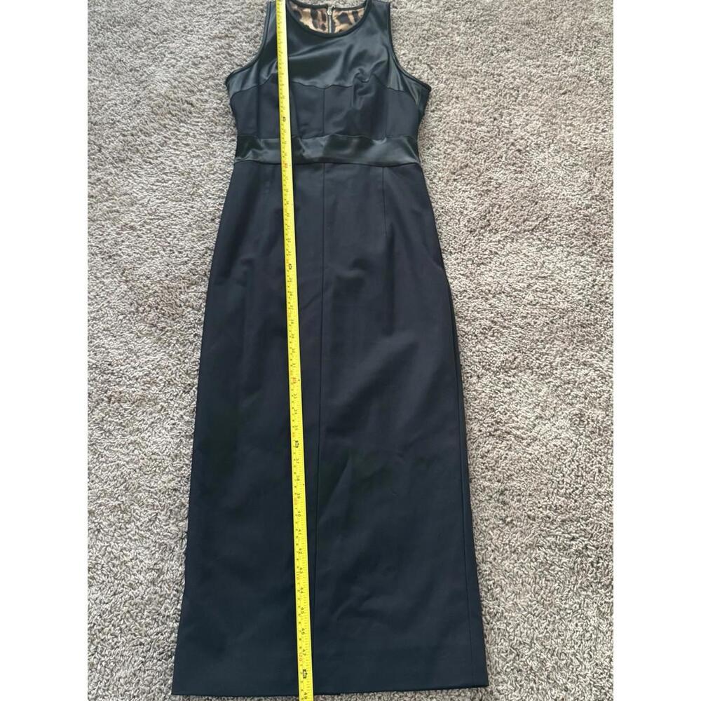 Dolce & Gabbana Black Sheath Dress 42 Midi Sleeveless Satin Panel Leopard Lining - Picture 13 of 15